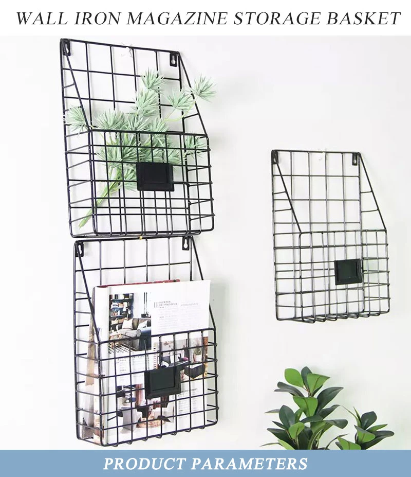 Wall Mounted Newspaper Magazine Organizer Basket Metal Wire Book Shelf Metal Display Book Rack Shelf